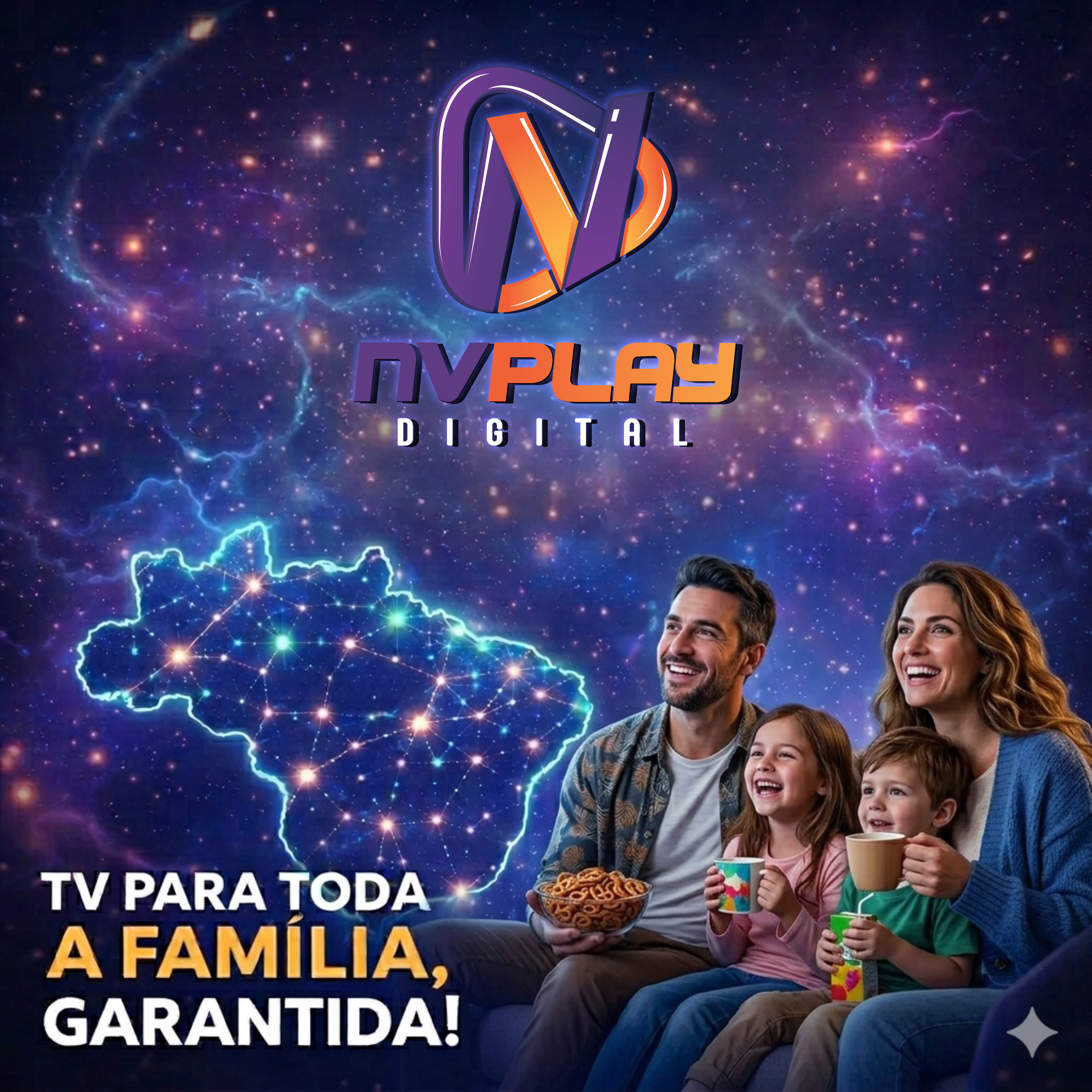 Família assistindo NV Play